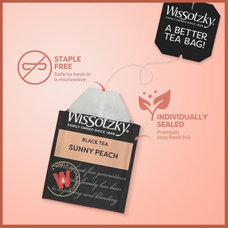 Wissotzky Sunny Peach Black Tea, (3 Pack - 60 Tea