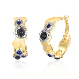 Mytys Chunky Gold Hoop Earrings-14K Gold/Silver Plated Drop Hoops Earring-Lightweight Huggie Hypoallergenic Earrings for Women Gils (Gemstone Gold)