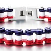 COOLSTEELANDBEYOND Men’s Stainless Steel Bike Chain Bracelet Red White and