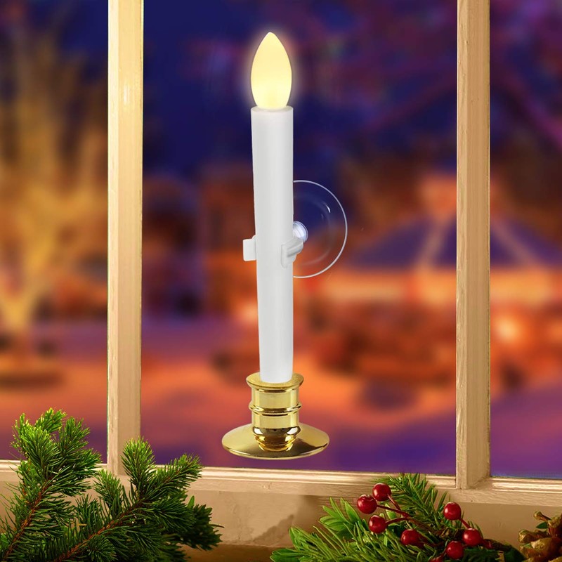 CelebrationLight 6 Pack Flameless Taper Candles with Remote/Timer & Suction