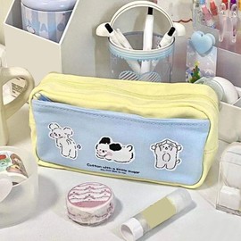 Large Capacity Pencil Case, Pencil Pen Pouch Bag Multipurpose Canvas Pencils Pouch, Portable Desk Stationery Organizer Pencil Pouch for School Office Supplies