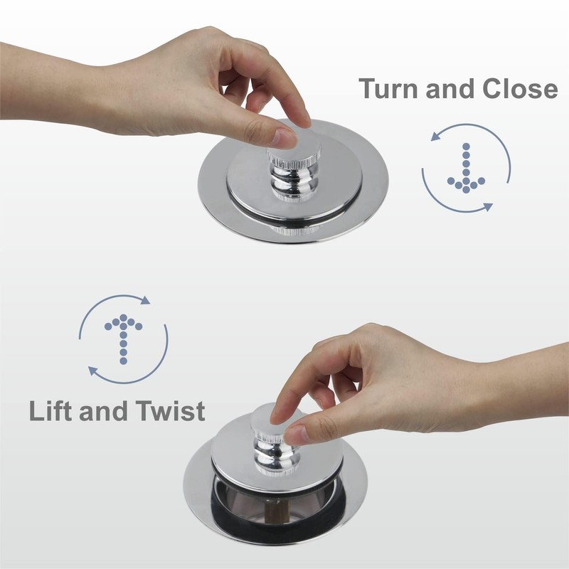 Chrome Tub Drain Lift &Turn Tub Trim Set with Two-Hole