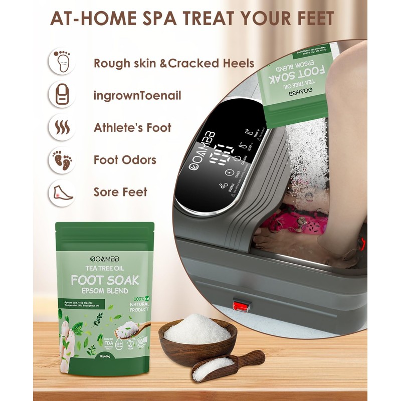OOAMBB Collapsible Foot Spa with Heat, Bubble and Temp Control,