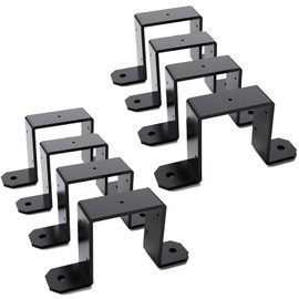 8-Pack Heavy Duty 4x4 Post Brackets, 2.55mm Thick 4"x4" Black Powder Coated Steel Strap Ties for Deck Fence, Gazebo Wood Post Beam Supports, Fence Post Connectors (Screws Not Included)