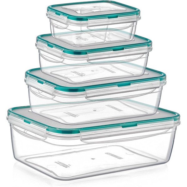 Food Storage Containers Set, Airtight Plastic Container for Pantry & Kitchen Organization, BPA Free, Meal Prep Lunch Container with Durable Leak Proof Lids, Made İn TURKEY, 4 PC (0,4-0,8-1,7-2,5LT)