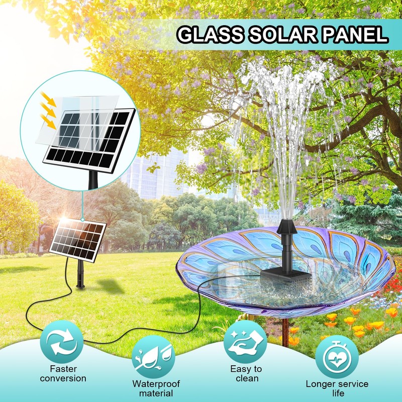 SZMP Solar Fountain Pump for Bird Bath,No Battery Solar Water