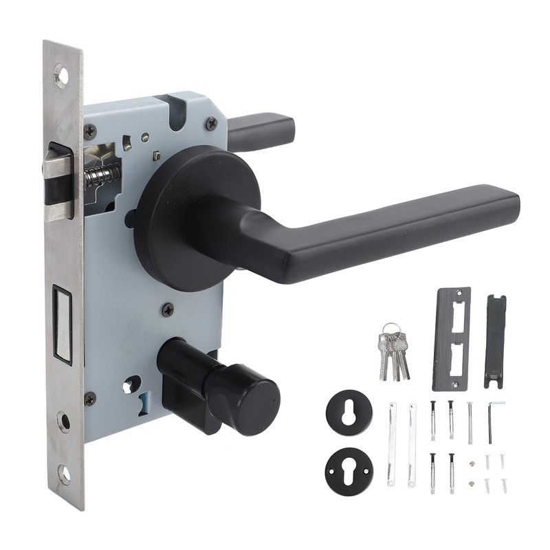 House Door Handle Lock Aluminum Black Antioxidant Coating Shock Resistance