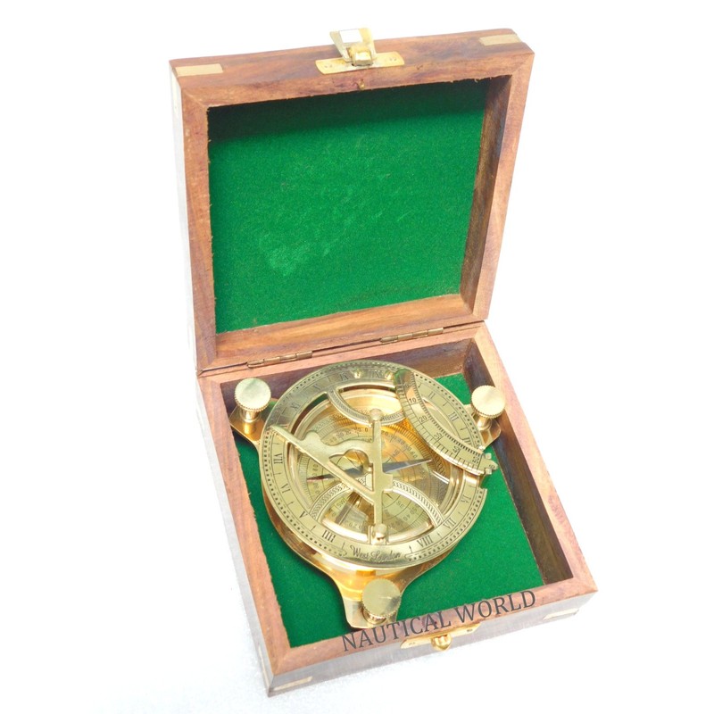 KHUMYAYAD 4" Brass Sundial Compass Fully Functional Compass nevegation Nautical