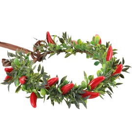 KorViSHOW Red Chili Pepper Flower Headband - Funny Chili Pepper Costume Hair Accessories Artificial Vegetable Hairband for Adult Kids Mexican Fiesta Festivals Party Favors Hot Peppers Accessory