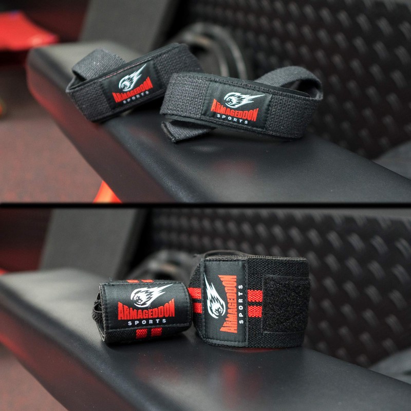Lifting Wrist Straps + Wrist Wraps Combo for Weightlifting Fitness