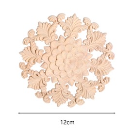 MUXSAM Retro Wood Carved Onlays Appliques, Round Snowflake Woodcarvings Center Decals for Closet Door Cabinet Drawer Wall Ceilling Dresser Wardrobe Crafts Decor(1-Pack, 12cm/4.7")