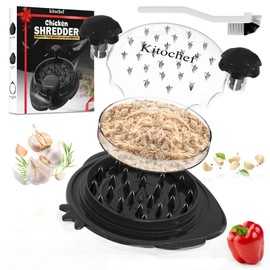 Meat Shredder Tool Twist 10.5", Triple-Layered Visible Chicken Shredder with Brush & Removable Tray, Strong Anti-Slip Strip, Ergonomic Handle, BPA-Free – Ideal for Chicken, Beef