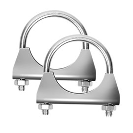 Glarks 2Pcs 304 Stainless Steel Exhaust U-Clamps 50MM (2in) Muffler Exhaust Clamps U-Bolt Clamps Design with Saddle Flange for Exhaust Tail Pipe