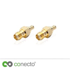 conecto SMA Adapter, MCX Coupler, SMA Female without Pin to MCX Male without Pin, Adapter for Connecting SMA Connectors to MCX Connectors, Gold Plated, Set of 2