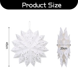 Snowflakes Paper Stars, Size White Paper Snowflakes Christmas Decoration, 45 cm Folding Star Christmas, Hanging Paper Snowflakes Decoration for Winter, Christmas, Wedding, Christening Window A29-4