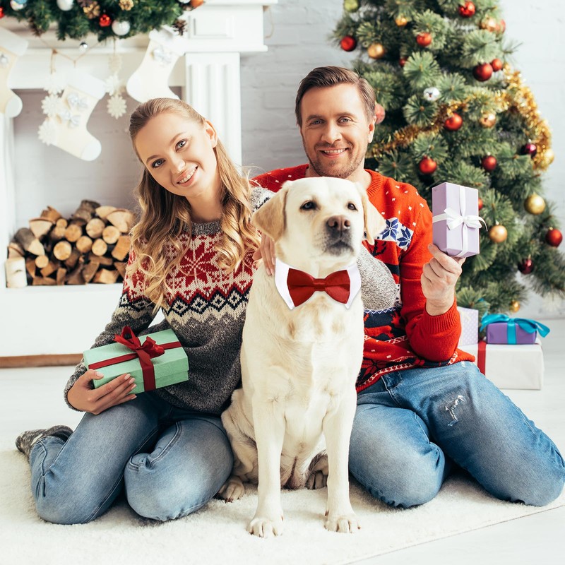 FloralGrace 2 Pieces Adjustable Cat and Dog Bow Tie, Adjustable