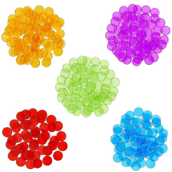 JRYXDS 150 Pieces Colorful Plastic Tokens Counting Chips Transparent for Bingo Counting and Game Tokens