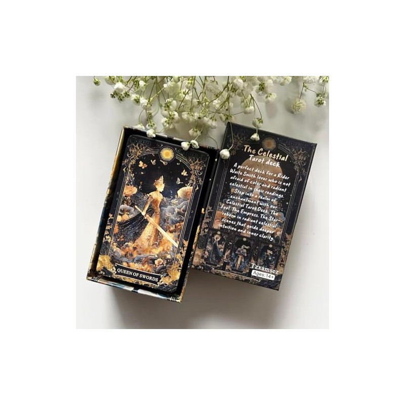 Celestial Tarot Deck, Unique Tarot Cards for Beginners with Blue