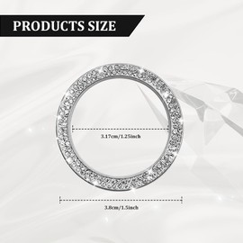 Tecledsn 1PCS Car Bling Crystal Engine Start Ring Decals, Sparkling Push Start Button Sticker, Car Engine Start Stop Decoration Ring, Sparkling Car Accessories for Women (White, 1PCS)