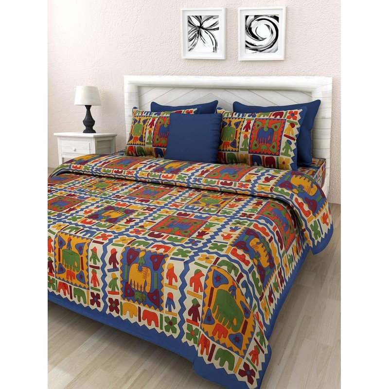 Ubania Collections Comfort Rajasthani Jaipuri Traditional Sanganeri Print 144 TC