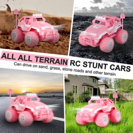 Weinsamkeit Remote Controlled Car Pink, 1:16 RC Car with LED Headlights & Front Headlights, Monster Truck, Remote Controlled Off-Road Car, 2.4 GHz RC Crawler Gifts for Girls from 4 5 6 7 8 9+ Years