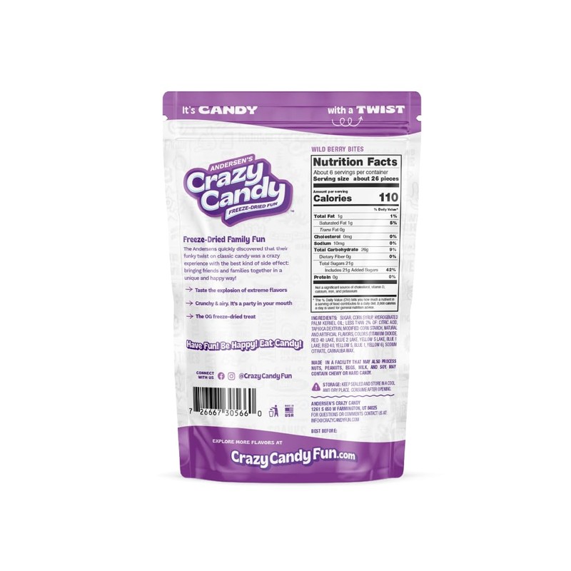 Andersen's Crazy Candy Freeze Dried Candy -Wild Berry