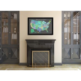 National Parks Push Pin Map - Explore America Map - Slate Edition - Large Framed Map