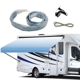 RV Awning Fabric Replacement- Premium Grade Weatherproof Vinyl - Camper General Outdoor Canopy for Camper, Trailer, and Motorhome Awnings-12FT(Fabric 11FT 2in)-Blue