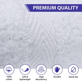 Linteum Textile Supply Hotel Quality Bath Towels (White) Highly Absorbent Durable Bath Towels with 100% Soft Cotton Material for Home, Hotel, Spa (12-Pack, 27x52 inches)