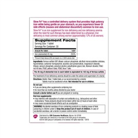Slow Fe Iron Supplement Tablets for Iron Deficiency, Slow Release, High Potency, 30 count