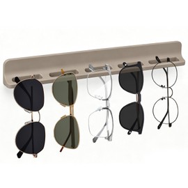 Sunglasses Organizer Wall Mounted, Silicone Sunglass Holder for Wall with Self-Adhesive Backing, Hanging Eyeglass Storage Rack Display for Multiple Glasses, RV Home Office Entryway Decor (Light Brown)