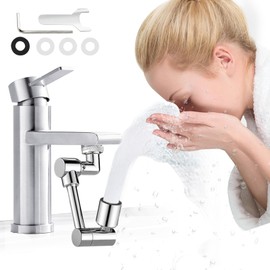 Raisand Rotating Tap Attachment Swivel 1440° Tap Extension Kitchen Tap Extension Rotating Tap Attachment Swivel Attachment Two Water Drain Modes