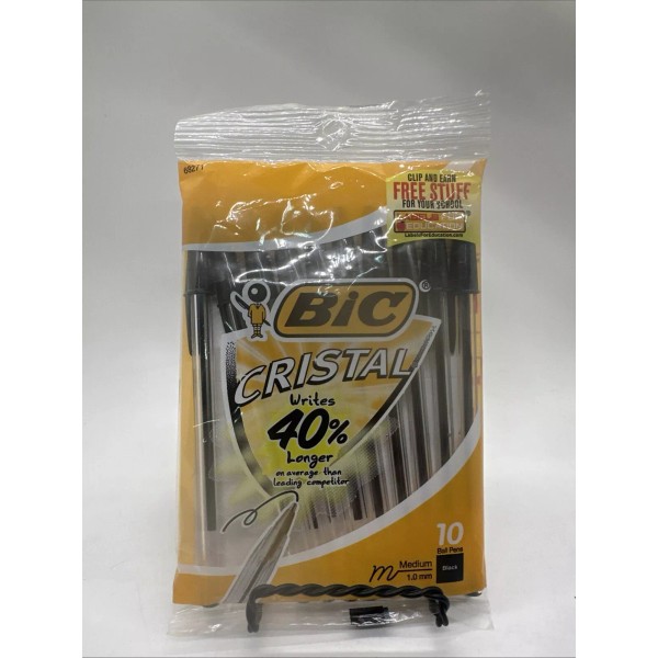 BiC Cristal Xtra Smooth Ball Pen, Medium, Black 68271, 10
