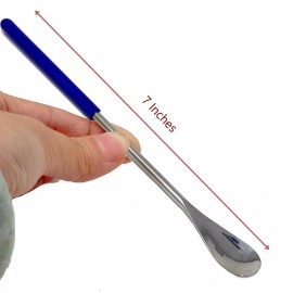 A2Z Scilab Stainless Steel Micro Lab Scoop Flat Spoon Spatula Sampler, Vinyl Grip Handle 7"