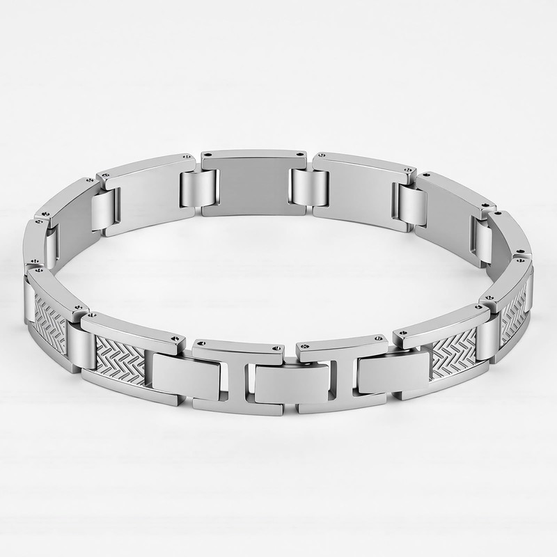 Feifuli Men's Stainless Steel Bracelet 7.5-8.9 Inches Solid Thick Chain