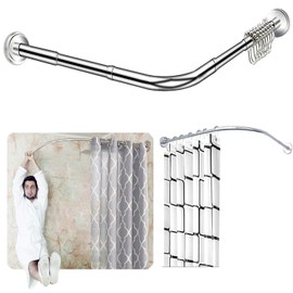 Quany Life Stretchable Corner Shower Curtain Rod (32-43" x 40-60")