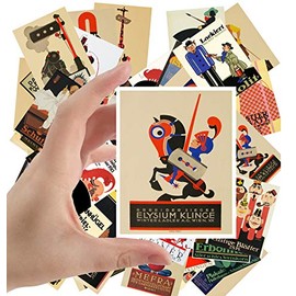 Large Stickers (24 pcs 2.5"x3.5") Bauhaus Vintage Art Deco Illustrations