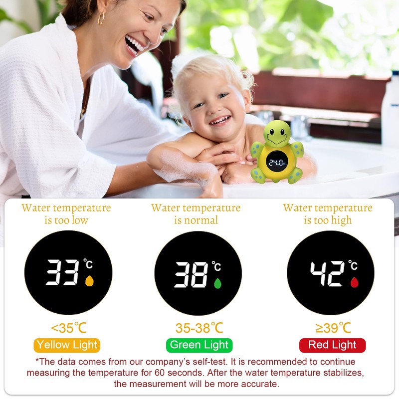 iewrtcin Baby Bath Thermometer, Cartoon Tortoise Shape LED Newborn Water