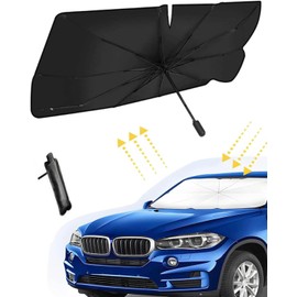 AsgenoX Large Car Sunshade Front Windshield with Safety Hammer Car Windscreen Sun Shade Front Window Sunshade UV Rays Protector Car Shades for Most Cars SUVs