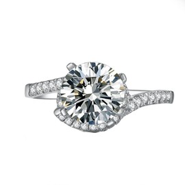 2CT Rotate Style NSCD Simulate Diamond Engagement Ring Silver 925 Women (7.5)