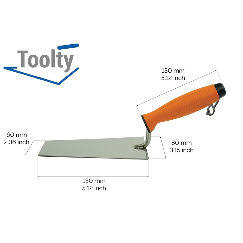 Toolty Stainless Steel Bucket Trowel - 130mm - Rubber Handle