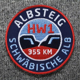 Albsteig HW1 Patch Woven 62 mm / Swabian Alb Albtrauf Long Distance Hiking / Badge Patch Application / Hiking Trekking Hiking Guide Pack of 2