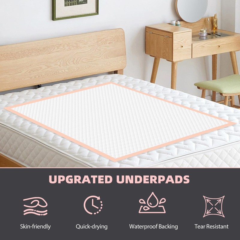 MKISS Oversized Bed Pads 40" x 60"(20 Counts), Heavy Duty