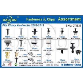OAUTOO 176pcs fits Chevy Avalanche 2002-2013 Auto Body Interior and Exterior Retainer Fastener Clip Assortment