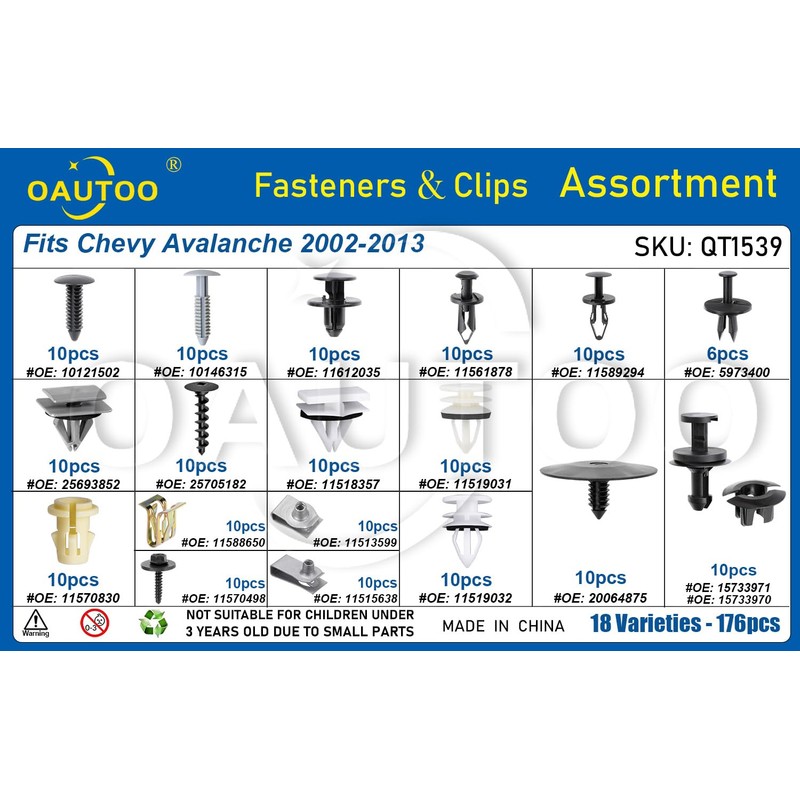 OAUTOO 176pcs fits Chevy Avalanche 2002-2013 Auto Body Interior and