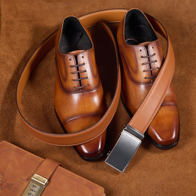 VATAN Men's Belt Leather Ratchet Belt for Men Dress Casual