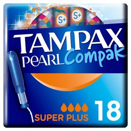 Tampax Pearl Compak Super Plus Tampons, 18 each