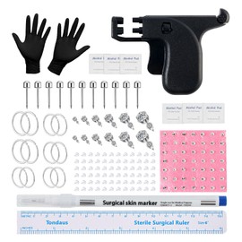 JESMODA 232PCS Reusable Ear Piercing Gun with Silver Piercing Rings Set CZ Ear Studs Piercing Tools for Professional Salon and Home Use Self Ear Earrings Piercing Kit with Silver CZ Studs, Silver