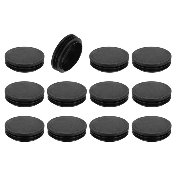 uxcell 12 Pcs Round Plastic Plug, Black Tubing End Cap