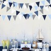 32Ft Dusty Blue Party Decorations Navy Blue Fabric Triangle Pennant